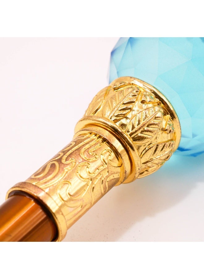 Luxury Blue Crystal Walking Cane – Sparkling Blue Gem Ball Handle, Gold Finish, Bronze Stick, Safe Rubber Tip, 93 cm Elegant Royal Style - Image 4